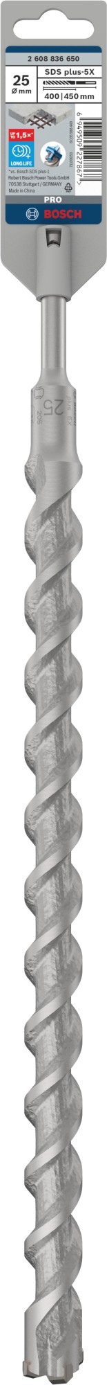 Broca para martillo PRO SDS plus-5X, 25 x 400 x 450 mm