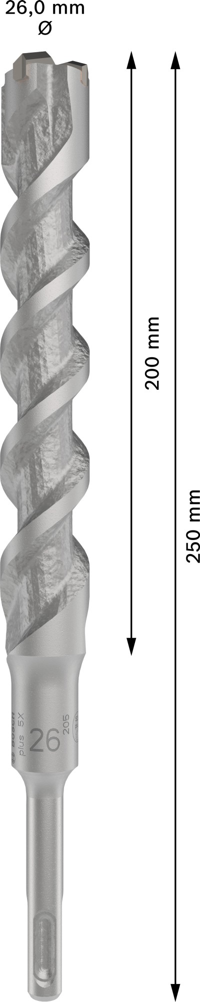 Broca para martillo PRO SDS plus-5X, 26 x 200 x 250 mm