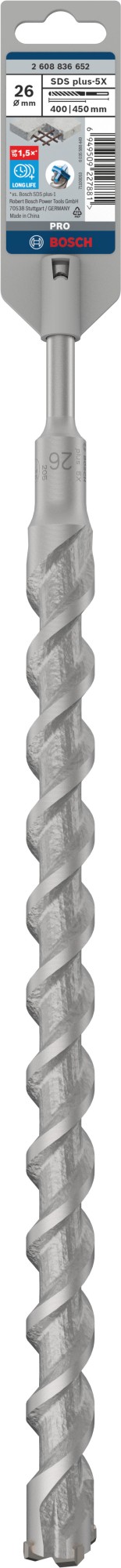 Broca para martillo PRO SDS plus-5X, 26 x 400 x 450 mm