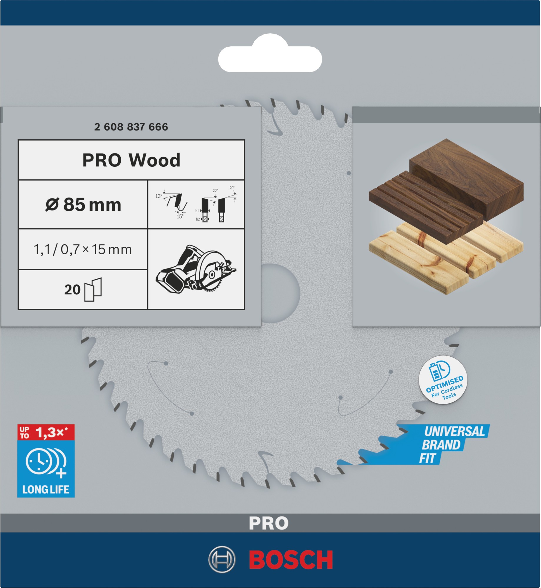 Hoja de sierra circular PRO Wood cordless, 85 x 1,1 x 15 mm