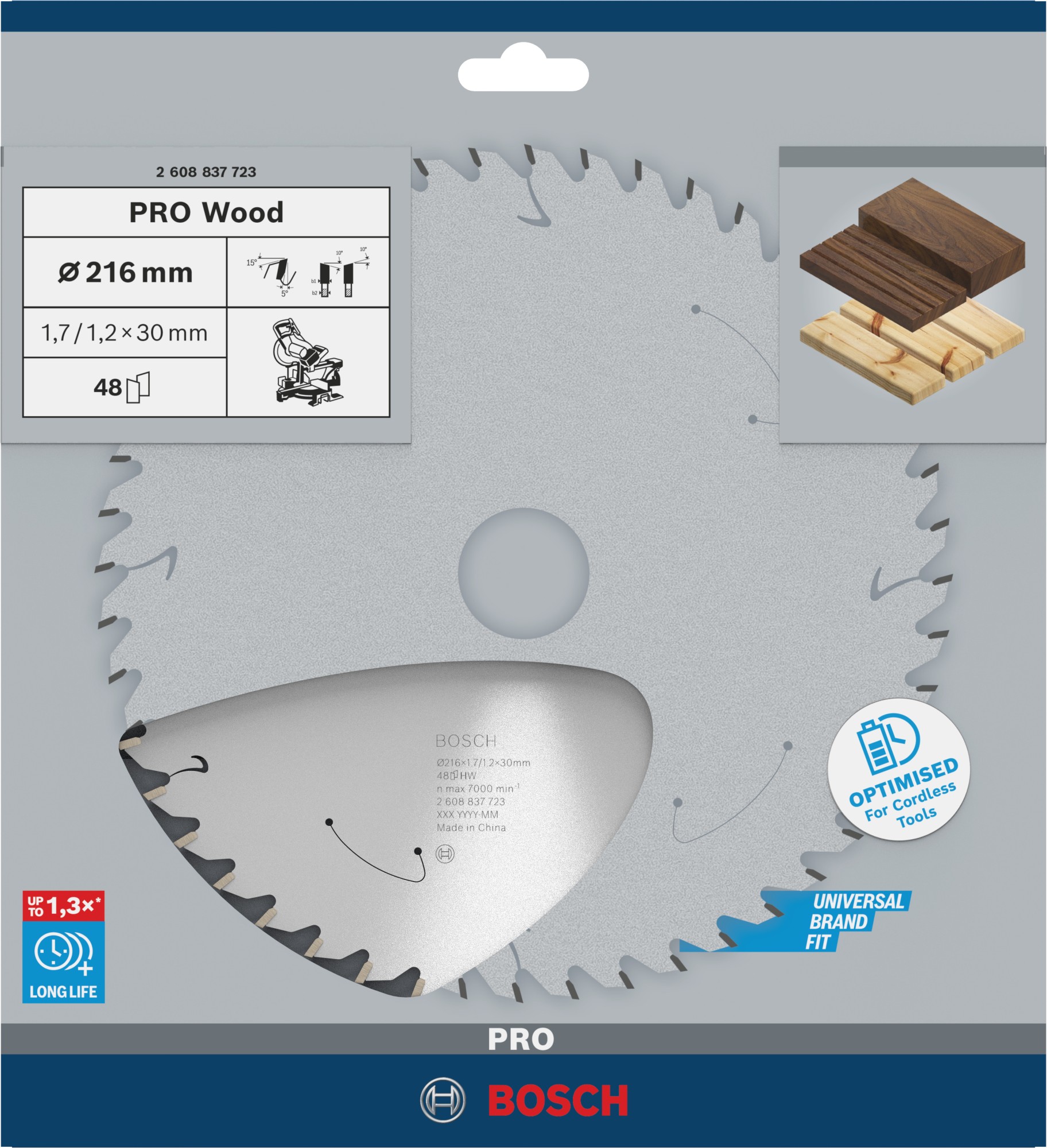 Hoja de sierra circular PRO Wood cordless, 216 x 1,7 x 30 mm, T48