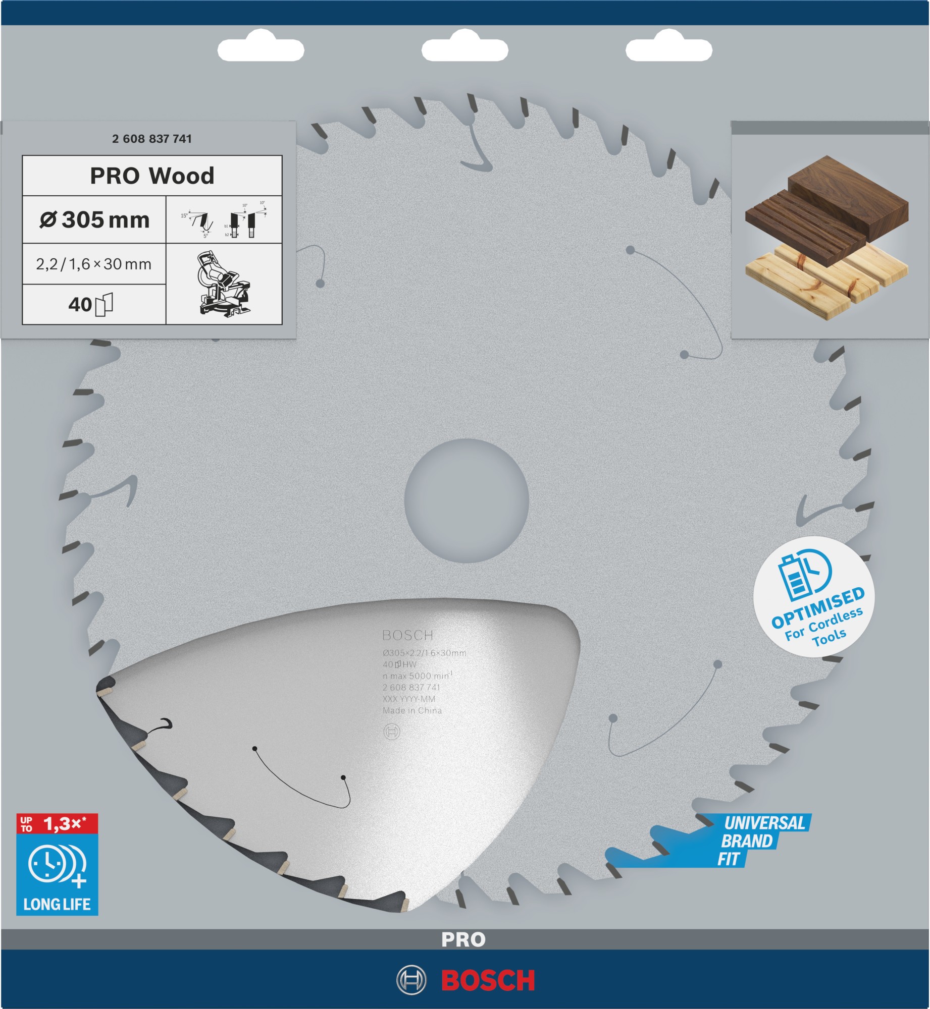 Hoja de sierra circular PRO Wood cordless, 305 x 2,2 x 30 mm, T40
