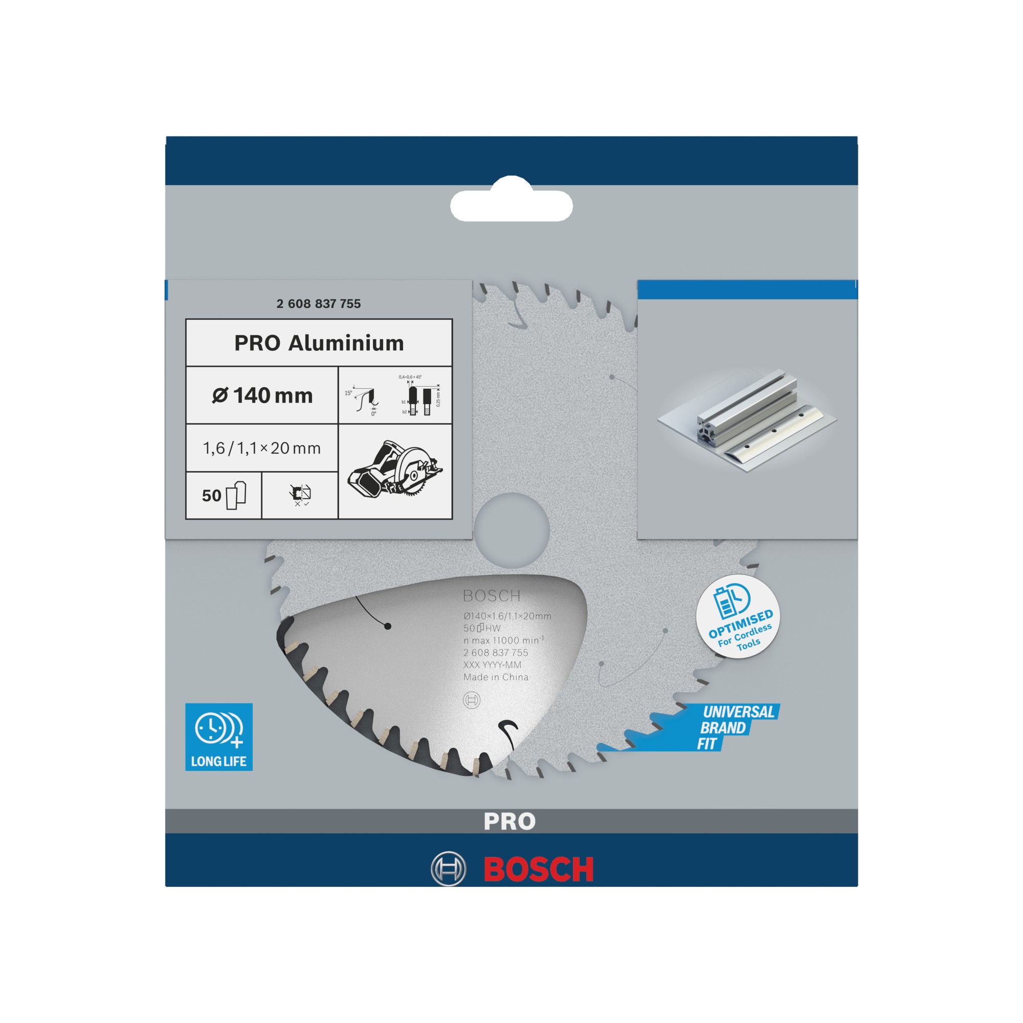 Hoja de sierra circular PRO Aluminium cordless, 140 x 1,6 x 20 mm