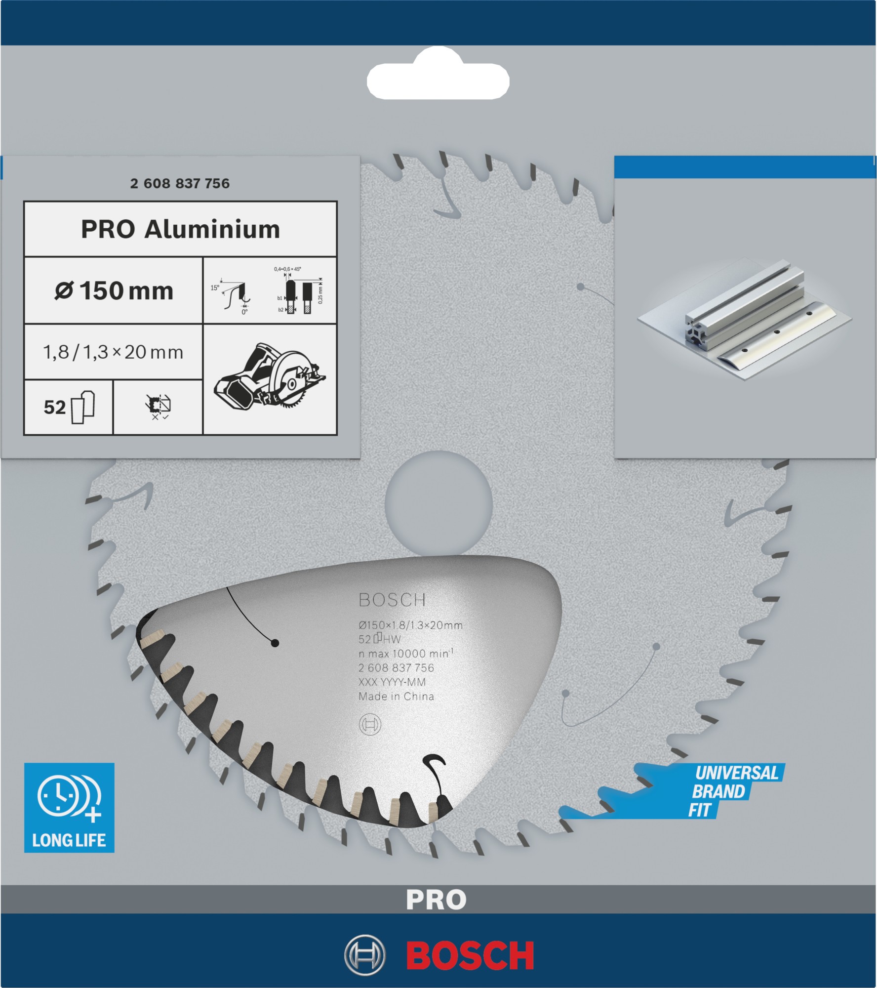 Hoja de sierra circular PRO Aluminium cordless, 150 x 1,8 x 20 mm
