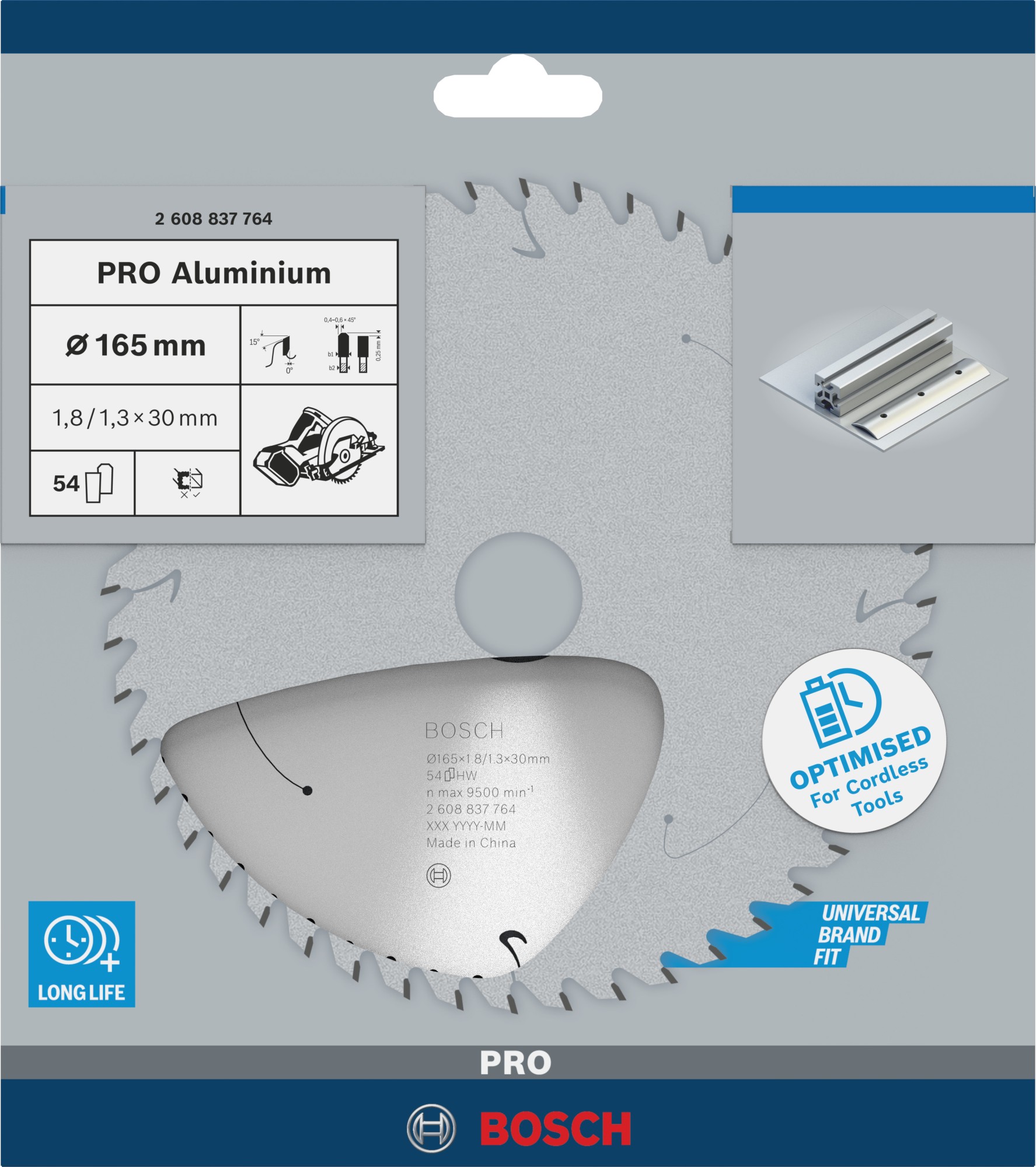 Hoja de sierra circular PRO Aluminium cordless, 165 x 1,8 x 30 mm