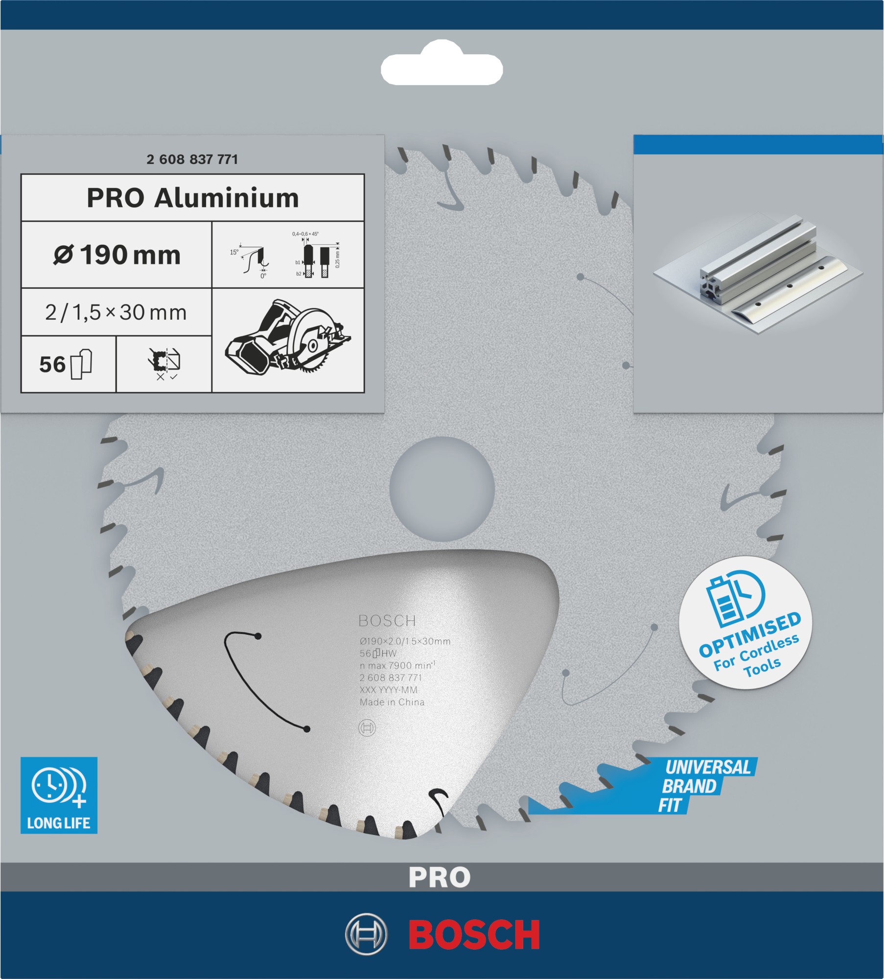 Hoja de sierra circular PRO Aluminium cordless, 190 x 2 x 30 mm