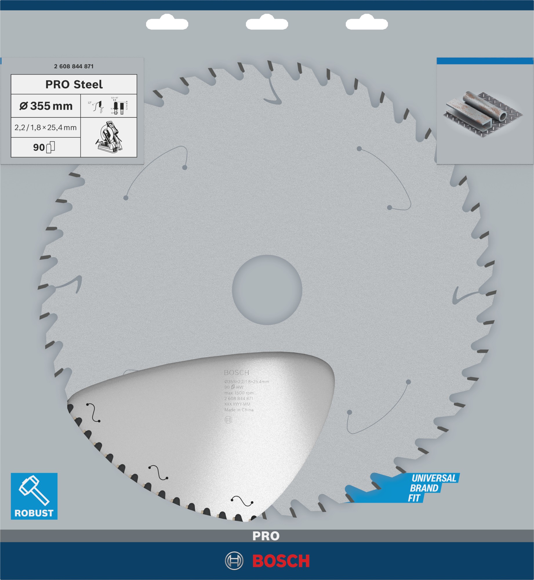 Hoja de sierra circular PRO Steel con cable, 355 x 2,2 x 25,4 mm, T90