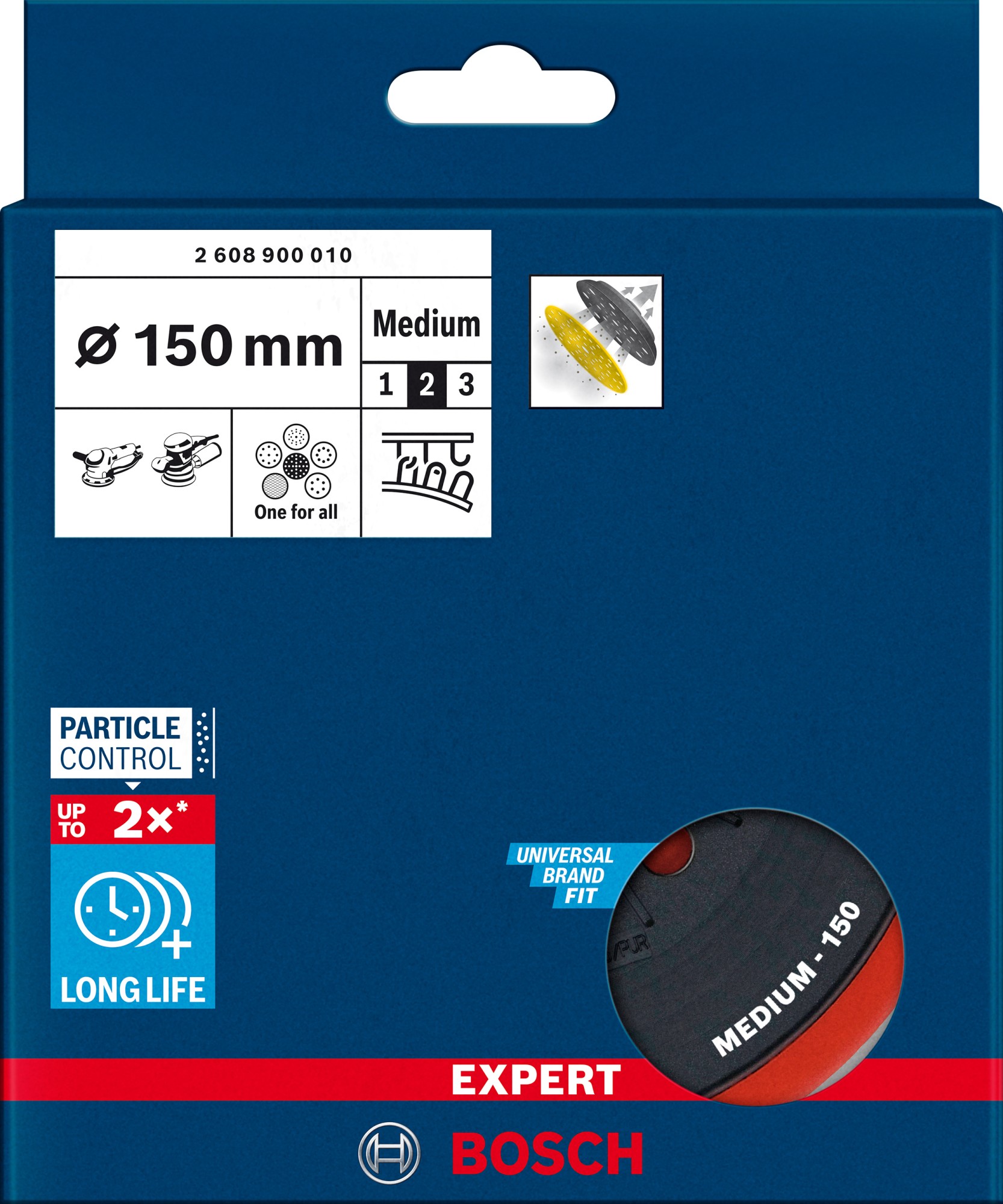 Plato de lija EXPERT Multihole para Bosch, 150 mm, medio