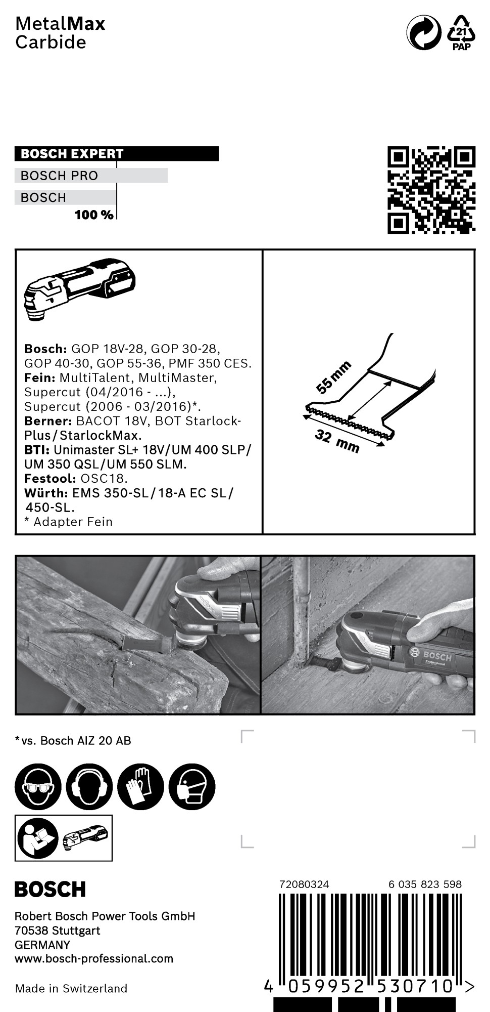 Hoja de multiherramienta EXPERT MetalMax PAIZ 32 AIT de 50 x 32 mm