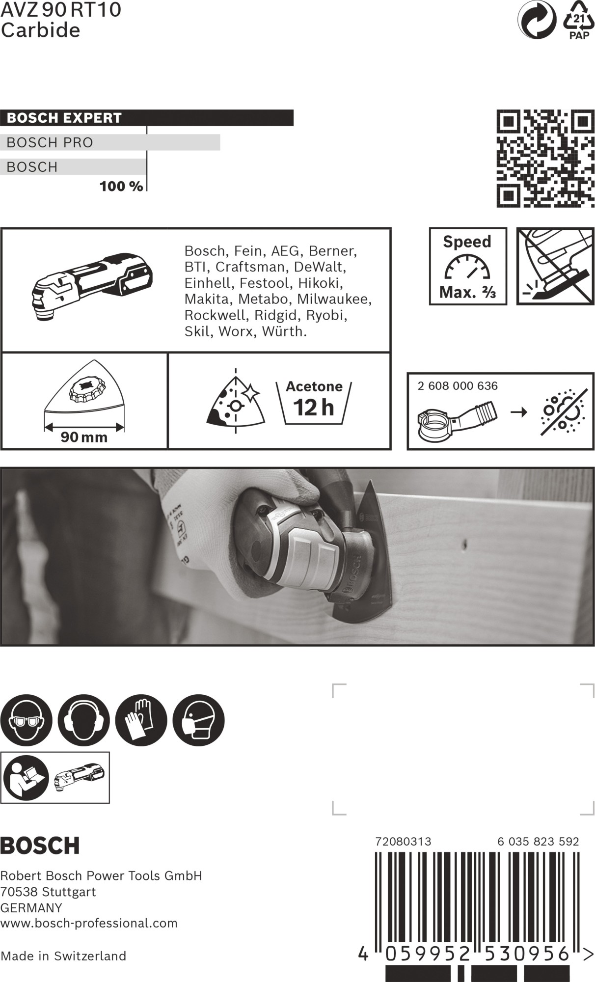 Hoja de multiherramienta EXPERT Sanding Plate AVZ 90 RT10, 90 mm