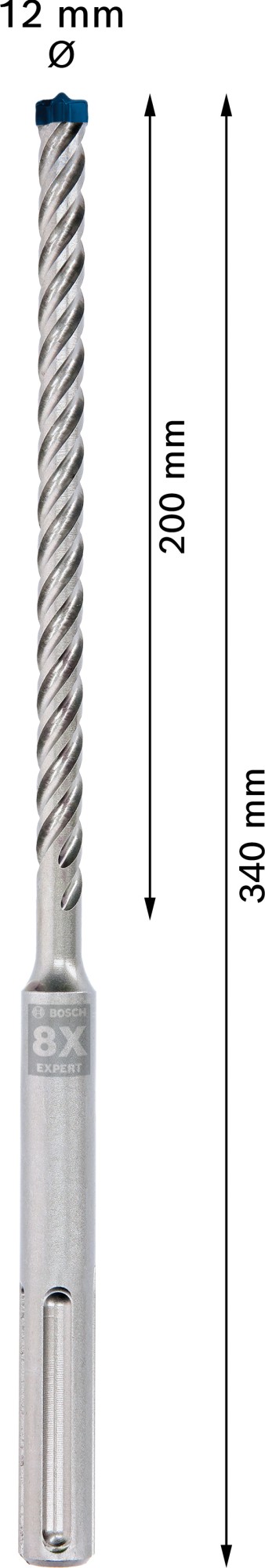 Broca para martillo EXPERT SDS max-8X de 12 x 200 x 340 mm