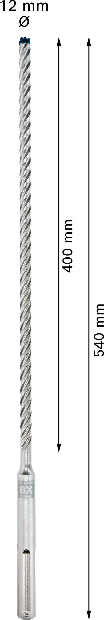 Broca para martillo EXPERT SDS max-8X de 12 x 400 x 540 mm