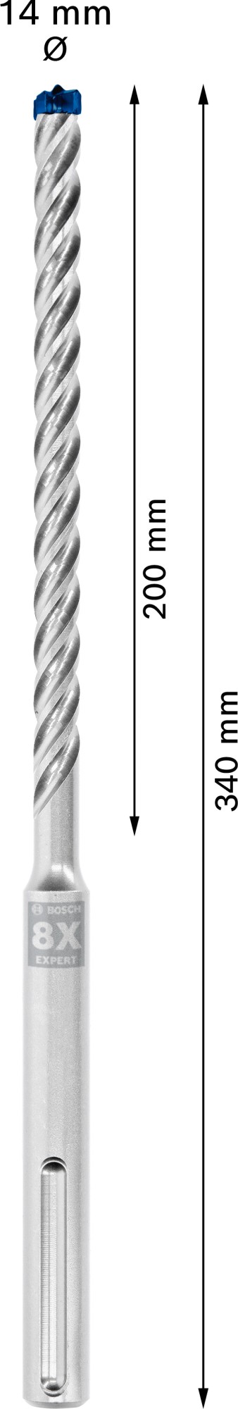 Broca para martillo EXPERT SDS max-8X de 14 x 200 x 340 mm