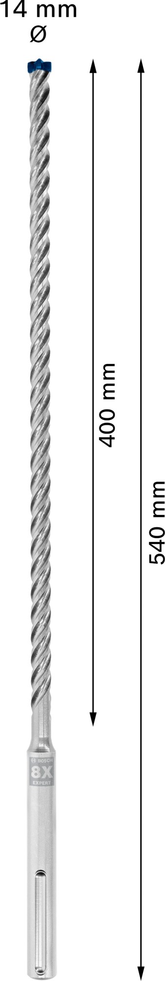 Broca para martillo EXPERT SDS max-8X de 14 x 400 x 540 mm