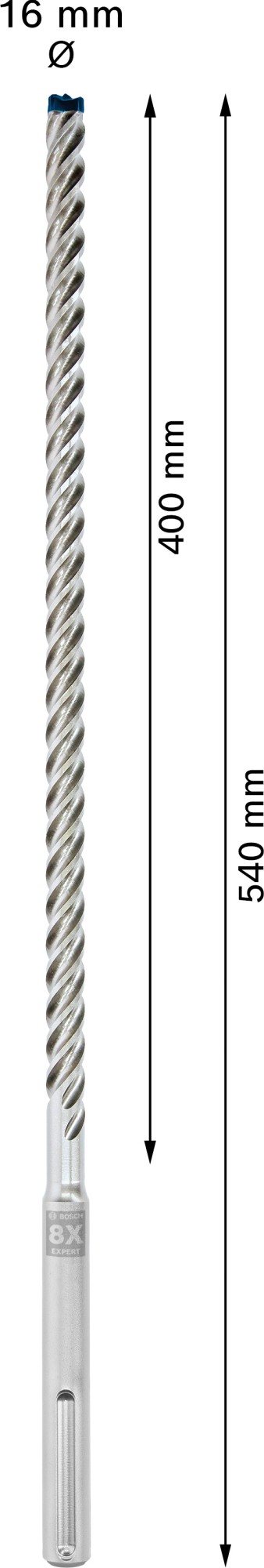 Broca para martillo EXPERT SDS max-8X de 16 x 400 x 540 mm