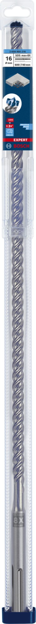Broca para martillo EXPERT SDS max-8X de 16 x 600 x 740 mm