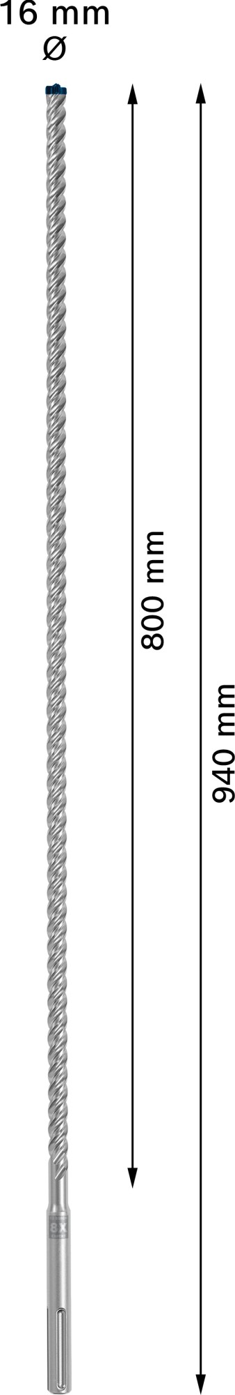 Broca para martillo EXPERT SDS max-8X de 16 x 800 x 940 mm