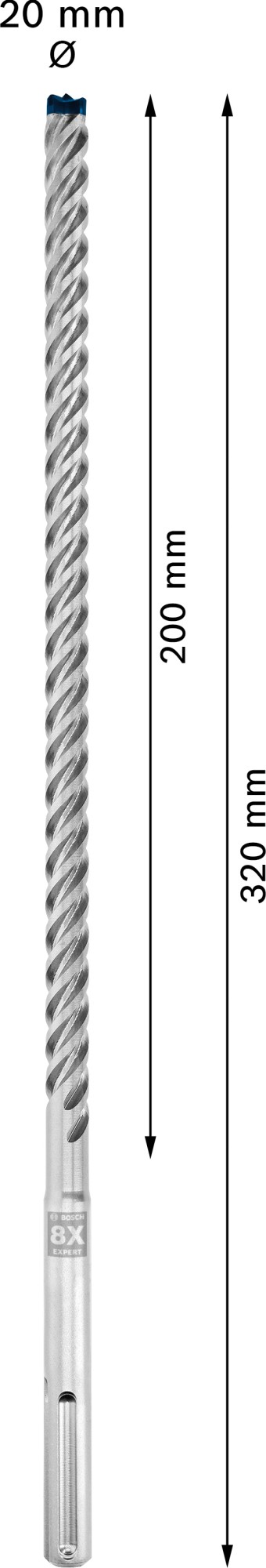 Broca para martillo EXPERT SDS max-8X de 18 x 400 x 540 mm