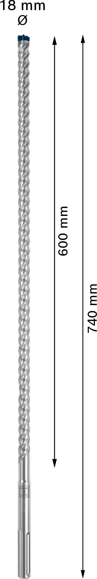 Broca para martillo EXPERT SDS max-8X de 18 x 600 x 740 mm