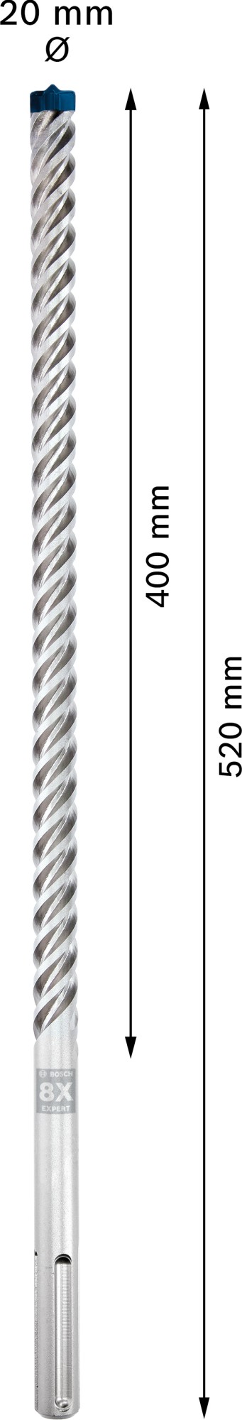 Broca para martillo EXPERT SDS max-8X de 20 x 400 x 520 mm