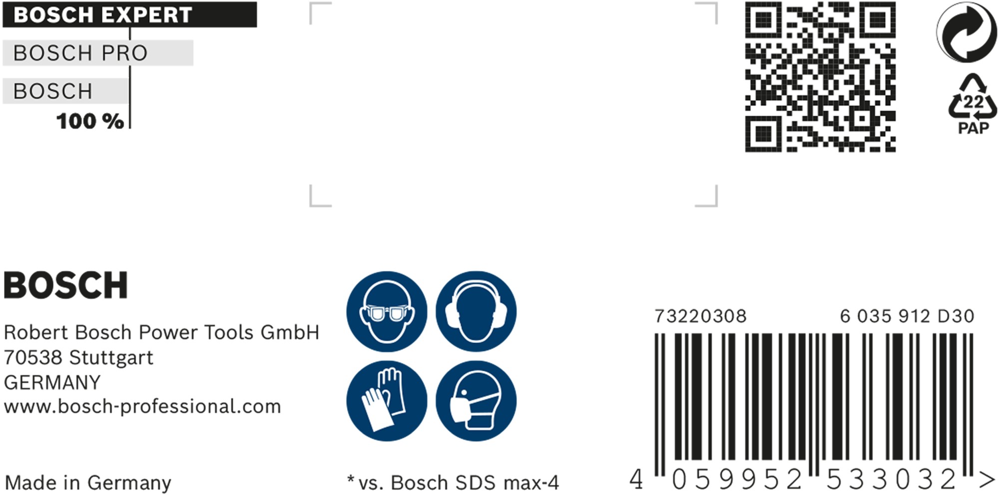 Broca para martillo EXPERT SDS max-8X de 20 x 400 x 520 mm