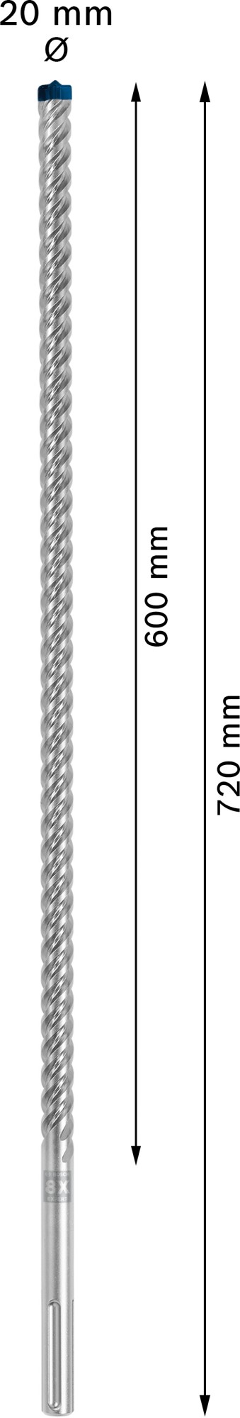 Broca para martillo EXPERT SDS max-8X de 20 x 600 x 720 mm