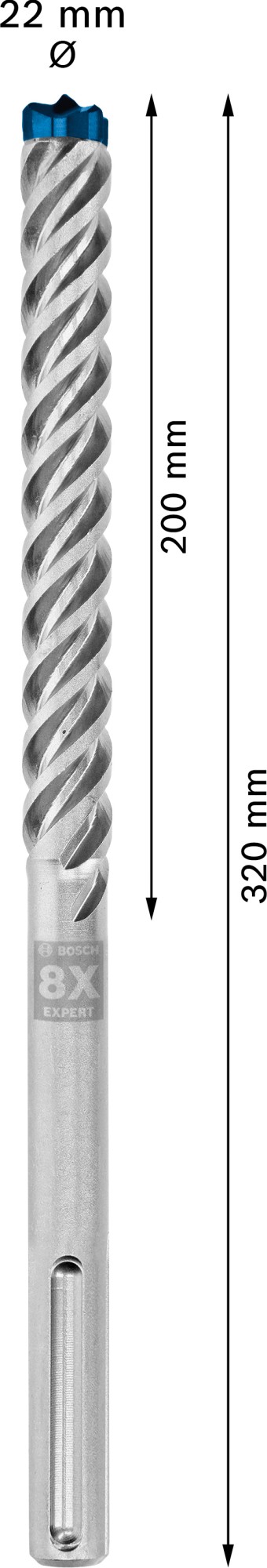 Broca para martillo EXPERT SDS max-8X de 22 x 200 x 320 mm