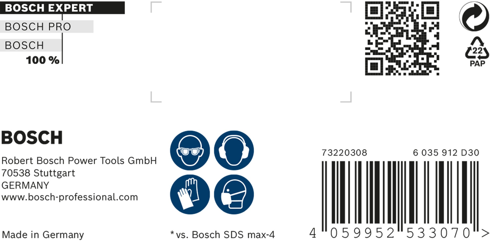 Broca para martillo EXPERT SDS max-8X de 22 x 200 x 320 mm
