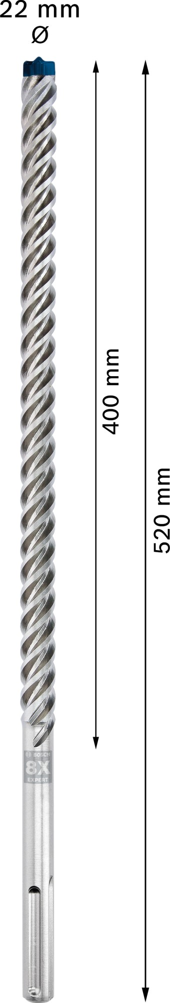 Broca para martillo EXPERT SDS max-8X de 22 x 400 x 520 mm