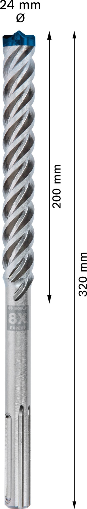 Broca para martillo EXPERT SDS max-8X de 24 x 200 x 320 mm