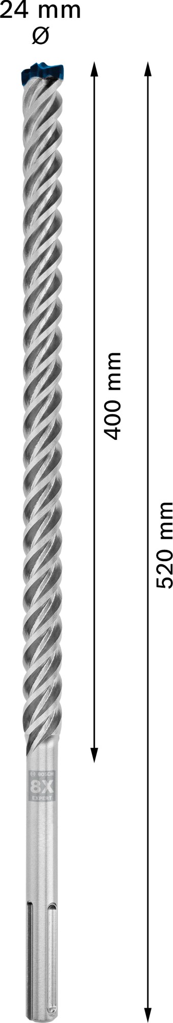 Broca para martillo EXPERT SDS max-8X de 24 x 400 x 520 mm