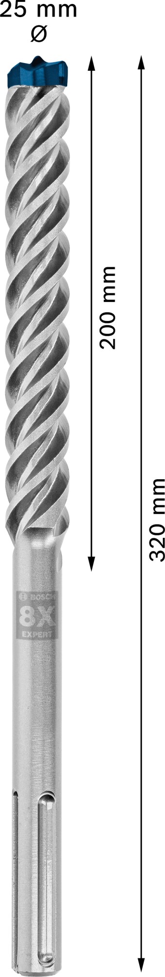 Broca para martillo EXPERT SDS max-8X de 25 x 200 x 320 mm
