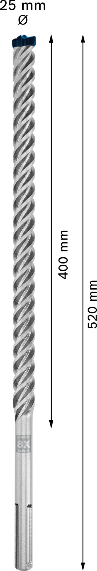 Broca para martillo EXPERT SDS max-8X de 25 x 400 x 520 mm