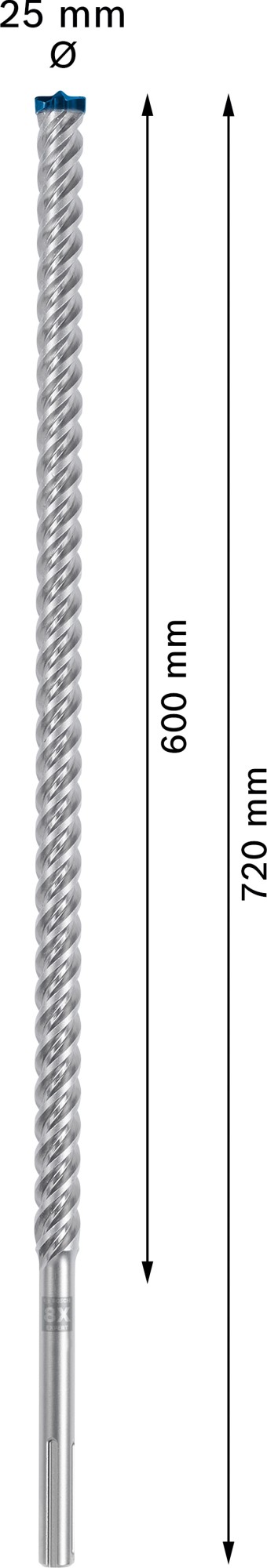 Broca para martillo EXPERT SDS max-8X de 25 x 600 x 720 mm