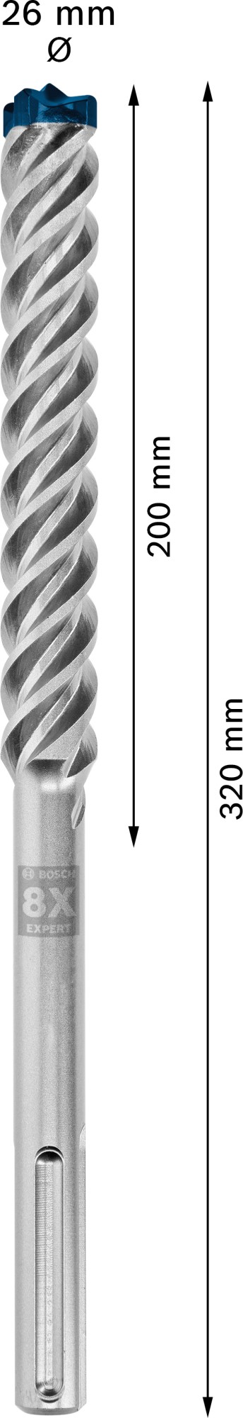 Broca para martillo EXPERT SDS max-8X de 26 x 200 x 320 mm