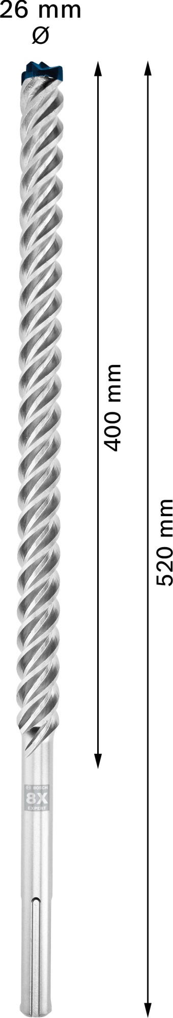 Broca para martillo EXPERT SDS max-8X de 26 x 400 x 520 mm
