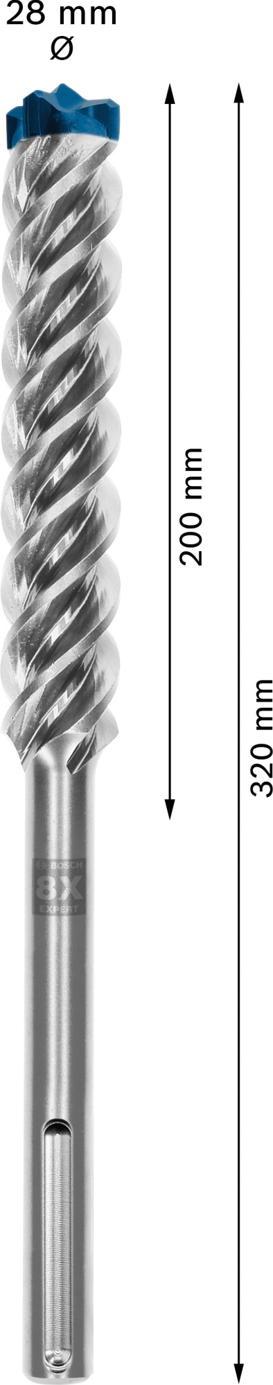 Broca para martillo EXPERT SDS max-8X de 28 x 200 x 320 mm