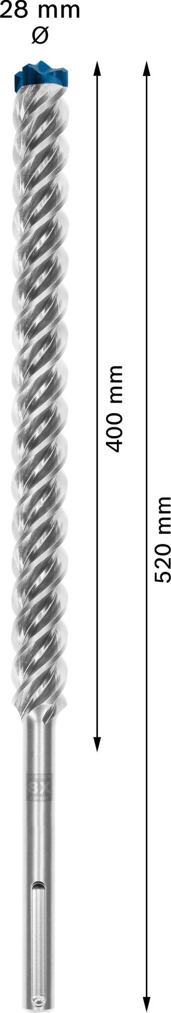 Broca para martillo EXPERT SDS max-8X de 28 x 400 x 520 mm