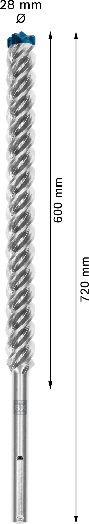 Broca para martillo EXPERT SDS max-8X de 28 x 600 x 720 mm