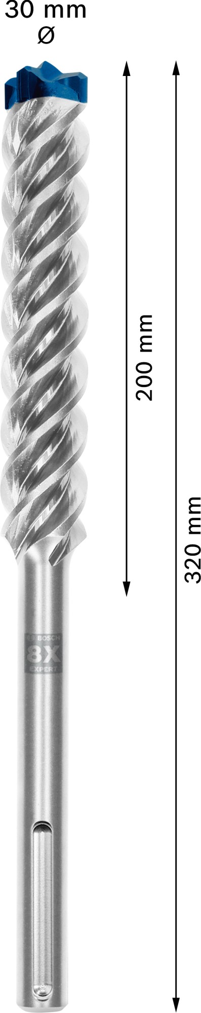 Broca para martillo EXPERT SDS max-8X de 30 x 200 x 320 mm