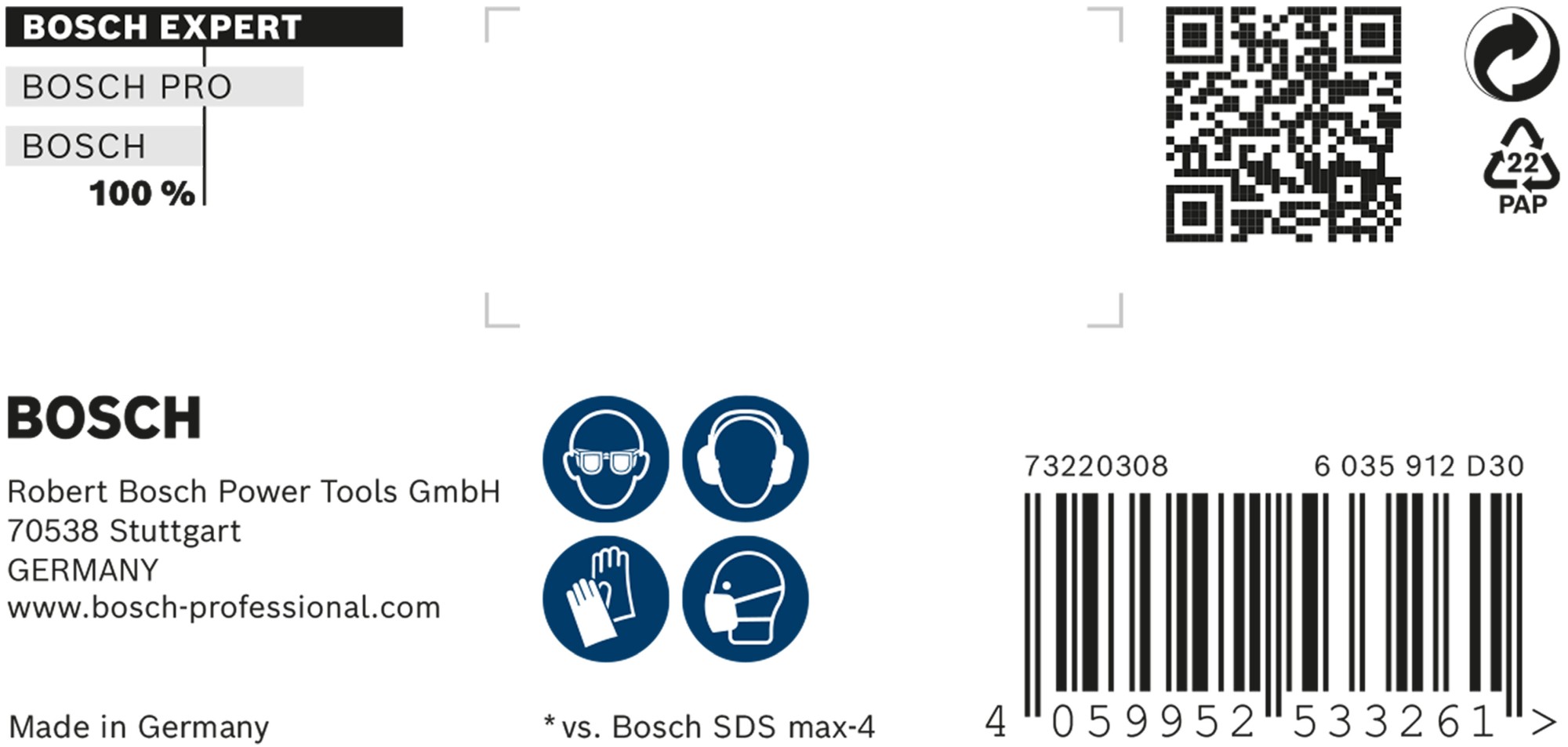 Broca para martillo EXPERT SDS max-8X de 30 x 200 x 320 mm
