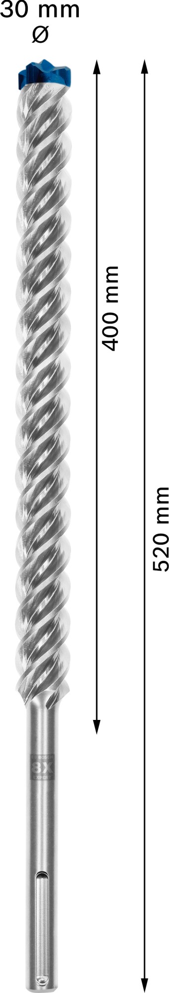 Broca para martillo EXPERT SDS max-8X de 30 x 400 x 520 mm