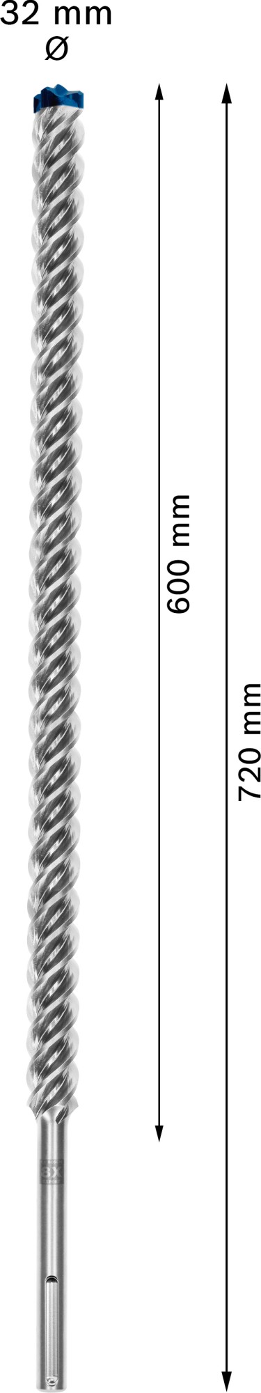 Broca para martillo EXPERT SDS max-8X de 32 x 600 x 720 mm