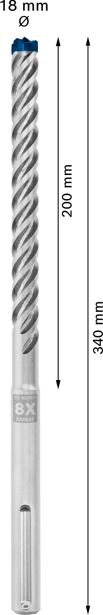 5 brocas para martillo EXPERT SDS max-8X de 18 x 200 x 340 mm