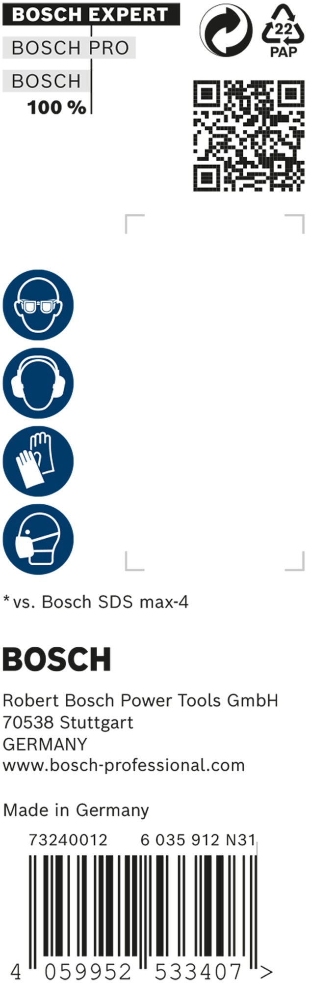 5 brocas para martillo EXPERT SDS max-8X de 20 x 400 x 520 mm