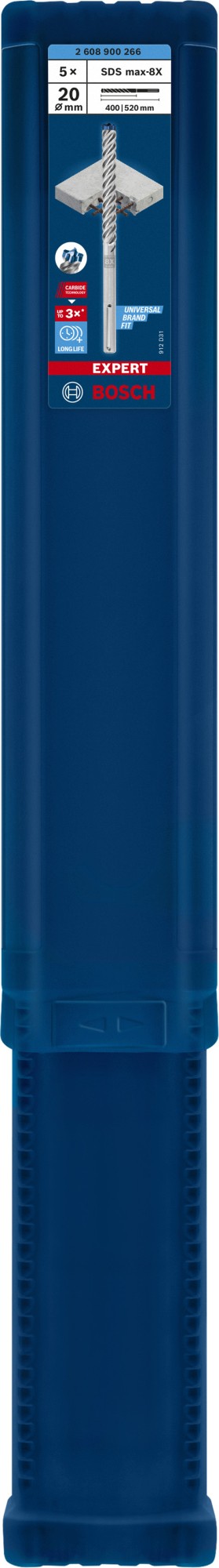 5 brocas para martillo EXPERT SDS max-8X de 20 x 400 x 520 mm
