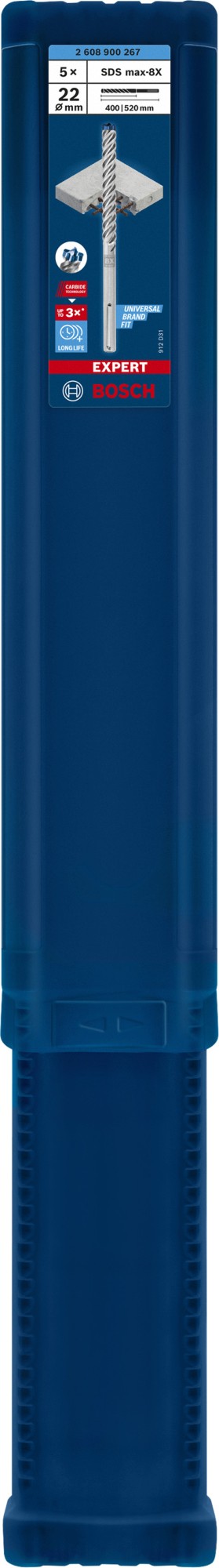 5 brocas para martillo EXPERT SDS max-8X de 22 x 400 x 520 mm