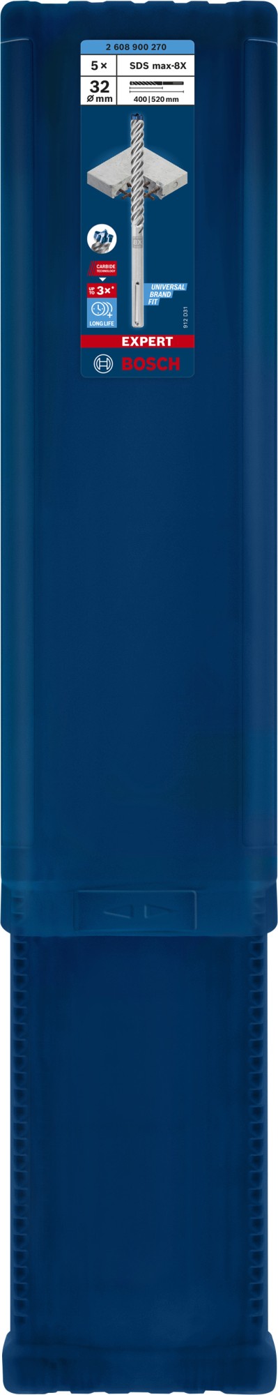 5 brocas para martillo EXPERT SDS max-8X de 32 x 400 x 520 mm