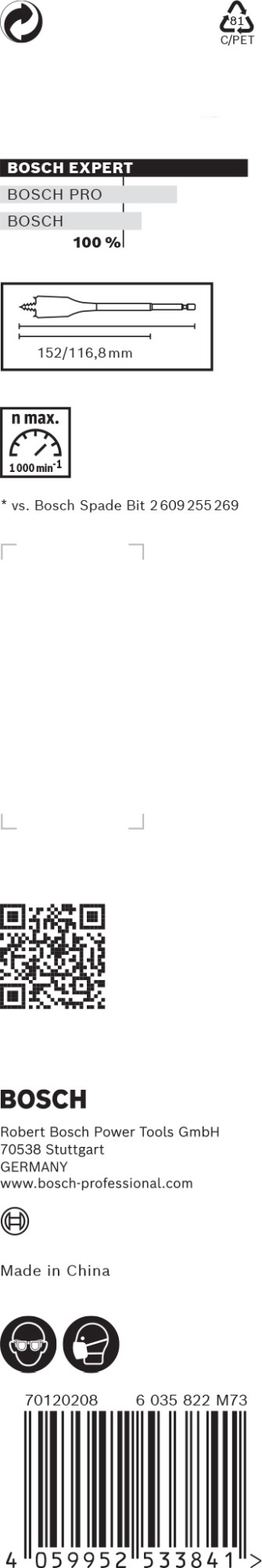 Broca fresadora plana EXPERT Self Cut Speed de 8 x 152 mm