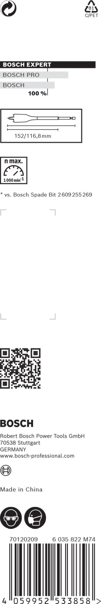 Broca fresadora plana EXPERT Self Cut Speed de 10 x 152 mm